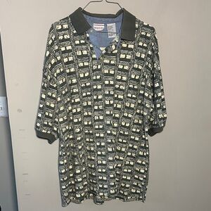 Bugle Boy green and Cream all over print Casual Button Down Shirt